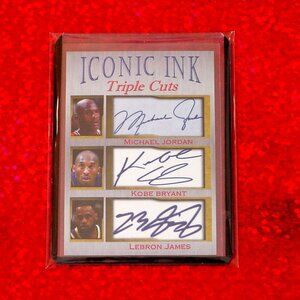 MICHAEL JORDAN KOBE BRYANT LEBRON JAMES Facsimilie Autograph Card Lmtd 1000